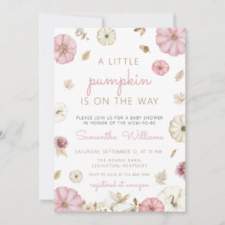 Invitation petite citrouille rose Baby Shower fille, Petite C