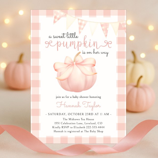 Invitation Petite Citrouille Rose fille Baby shower Invitatio (Créateur téléchargé)