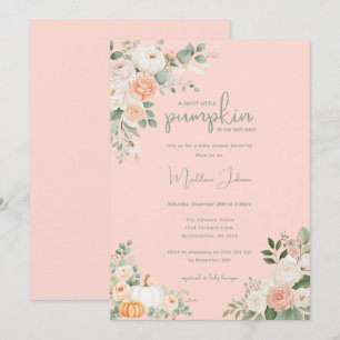 Invitation Petite Citrouille Rose Florale Fille Baby Shower