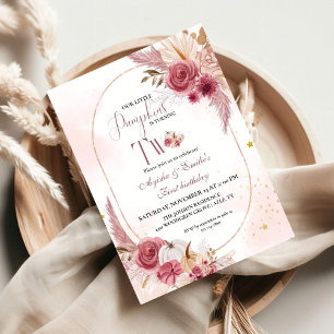 Invitation Petite Citrouille Rose Twin Girl2e Anniversaire