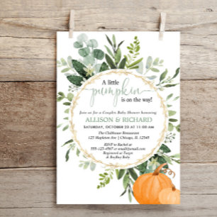 Invitation Petite citrouille tomber couples baby shower verdo