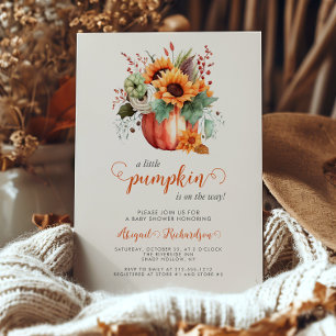Invitation Petite Citrouille Tournesol Floral Automne Baby Sh