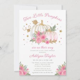 Invitation Petite Citrouille Twin Girl Baby Sprinkle Invitati