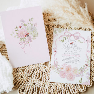 Invitation Petite coccinelle arc en ciel rose Baby Shower