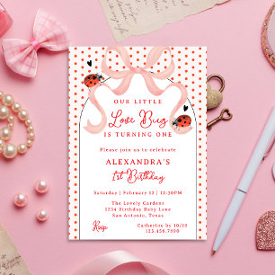 Invitation Petite coccinelle fantaisiste pour 1er anniversair