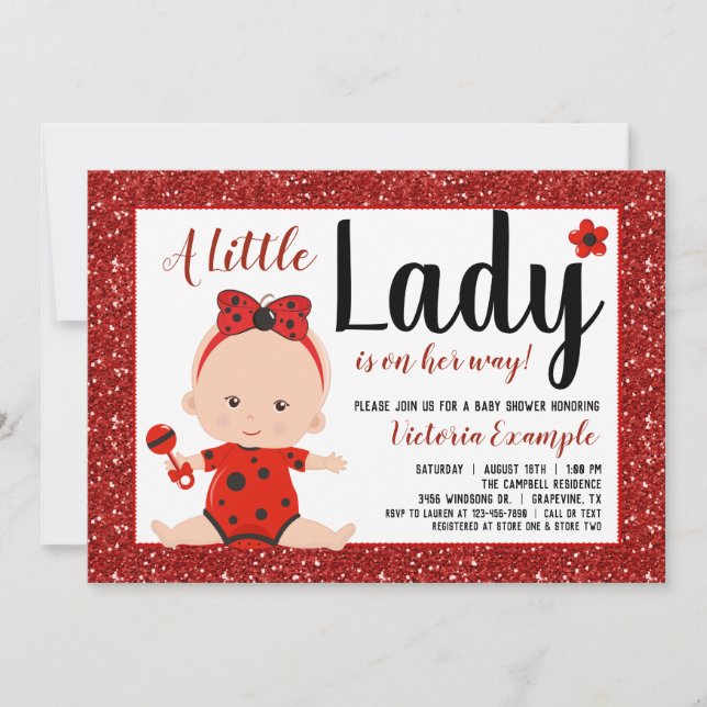 Invitation Petite Coccinelle Fille Baby Shower (Devant)