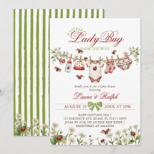 Invitation Petite Coccinelle Fille Fleur Baby Shower