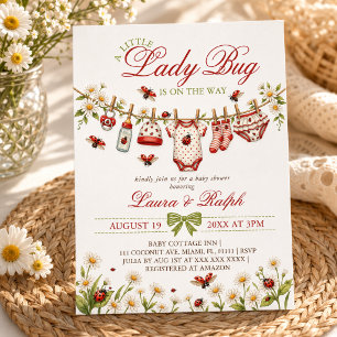 Invitation Petite Coccinelle Fille Fleur Baby Shower