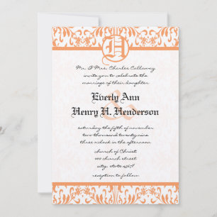 Invitation Petite Coral Damask Gris Font Mariage Inviter
