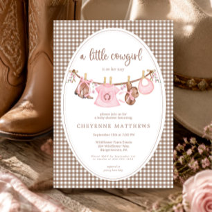 Invitation Petite Cowgirl Linge Rose Baby Shower 