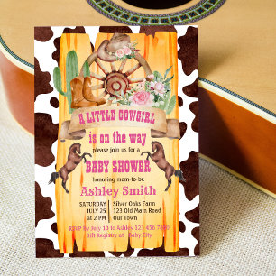 Invitation Petite cowgirl rodéo chevaux baby shower occidenta