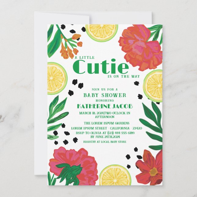 Invitation Petite cravate sur la route Citrus baby shower I (Devant)