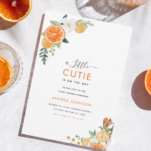 Invitation Petite Cutie Aquarelle Citrus Baby shower Floral