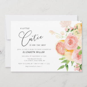 Invitation petite cutie baby shower floral rose