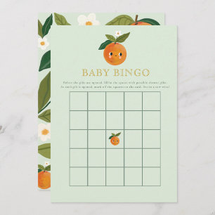 Invitation Petite cutie Baby shower orange Jeu Bébé Bingo