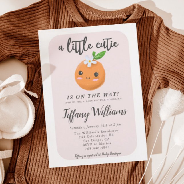 Invitation Petite Cutie Baby shower rose Oranges (Créateur téléchargé)