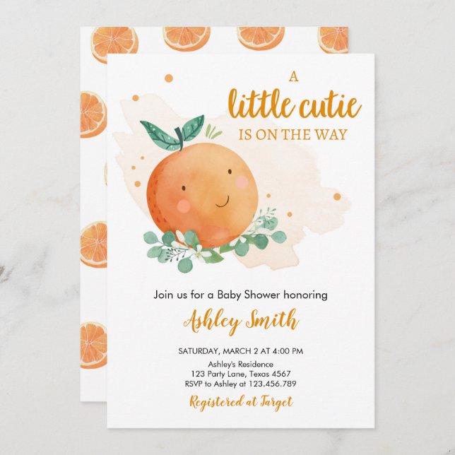Invitation Petite Cutie Baby shower Verdure Sexe Neutre I (Devant / Derrière)
