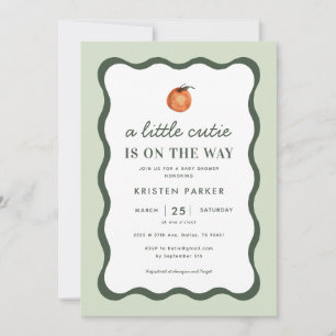 Invitation Petite Cutie Squiggle Tangerine Baby shower Invita