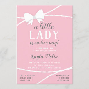 Invitation Petite Dame Baby shower Invitation, Rose, Gris