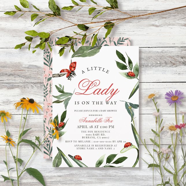 Invitation Petite dame Ladybug & Baby shower Feuille fille (Créateur téléchargé)