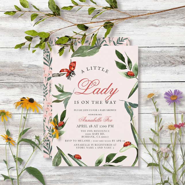 Invitation Petite dame Ladybug & Baby shower Feuille fille (Créateur téléchargé)