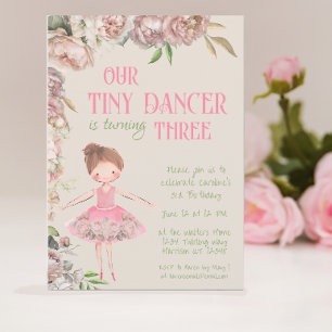 Invitation Petite danseuse Ballerina Troisième anniversaire
