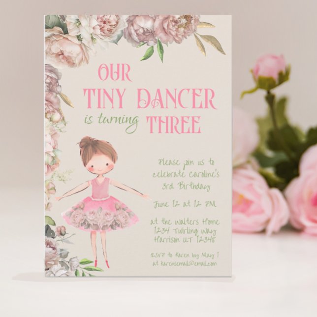 Invitation Petite danseuse Ballerina Troisième anniversaire (Créateur téléchargé)