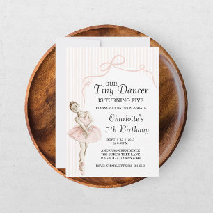 Invitation Petite Danseuse Ballerine Rose Anniversaire Filles