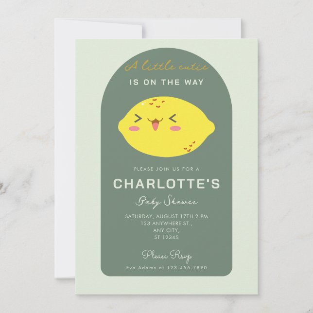 Invitation Petite Délicieuse Fête de Bébé au Citron (Devant)