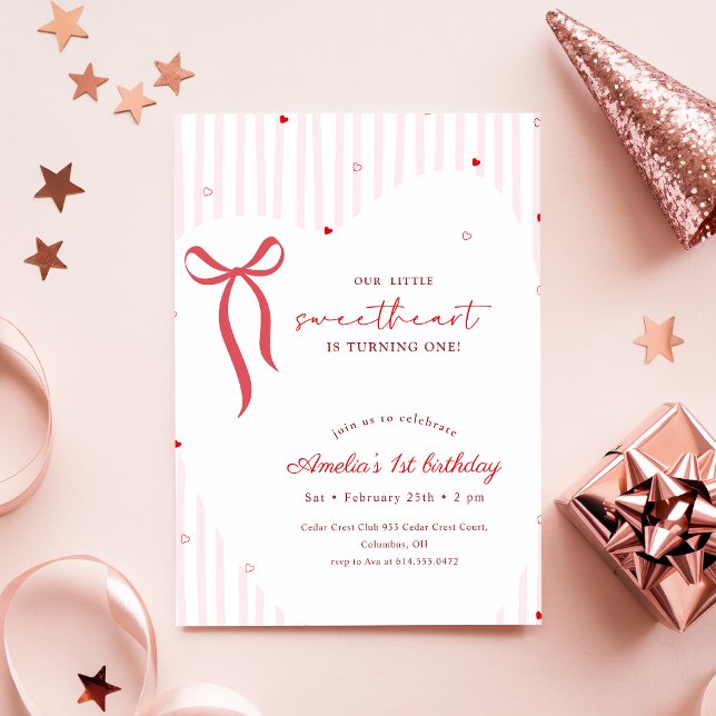 Invitation Petite Douce avec un Ruban Rose pour son Premier A (Créateur téléchargé)