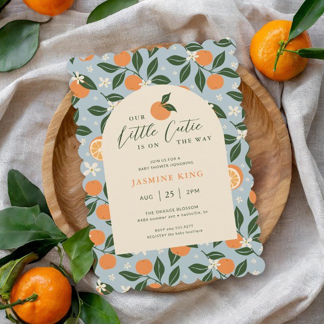 Invitation Petite Douce Orange Fête de Naissance de Bébé Citr (Créateur téléchargé)