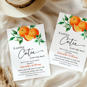 Invitation Petite Douce Orange Neutre Fête de Naissance Citro