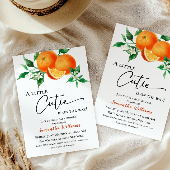 Invitation Petite Douce Orange Neutre Fête de Naissance Citro (Créateur téléchargé)