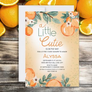Invitation Petite Douce Orange Verte Fête de Naissance Garçon