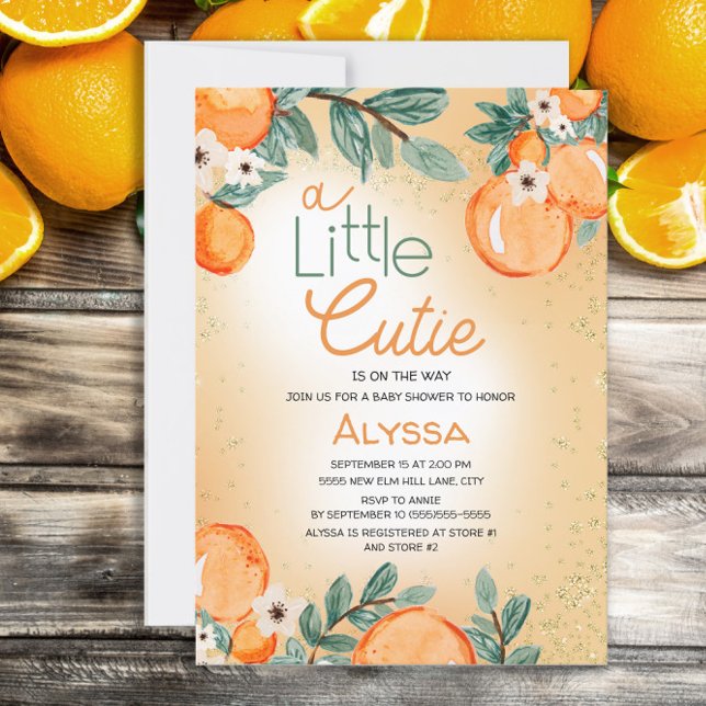 Invitation Petite Douce Orange Verte Fête de Naissance Garçon (Créateur téléchargé)