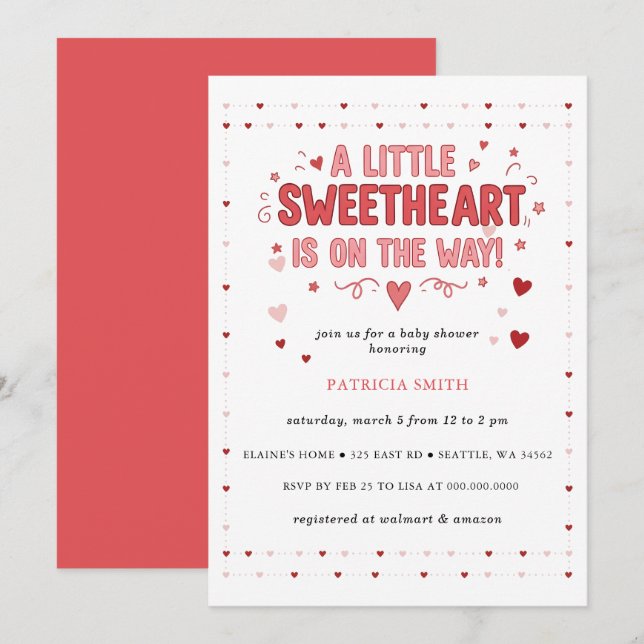 Invitation Petite Douce Saint-Valentin Baby Shower (Devant / Derrière)