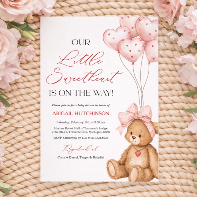 Invitation Petite Douceur Baby Shower de la Saint-Valentin (Little Sweetheart Valentine Baby Shower Invitation)