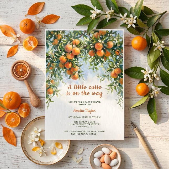 Invitation Petite Douceur Citronnée Fête Prénatale de Bébé Fl (Watercolor little cutie baby shower baby shower invitation)