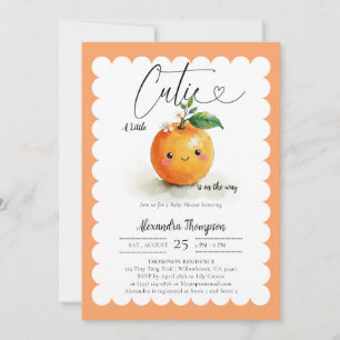Invitation Petite Douceur Cœur Orange Floral Bold Baby Shower