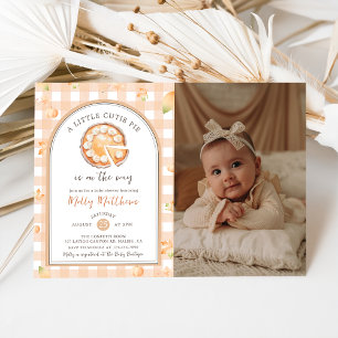 Invitation Petite Douceur D'automne Gingham Baby Shower Citro