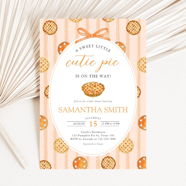 Invitation Petite Douceur de Bébé Shower d'Automne (Little Cutie Pie Pumpkin Fall Baby Shower Invitation)