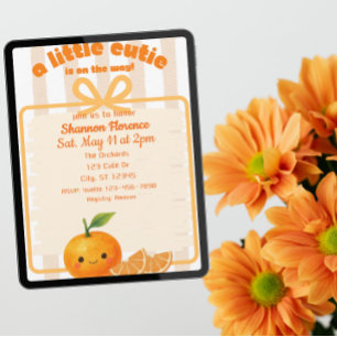 Invitation Petite Douceur, orange, baby shower clémentine