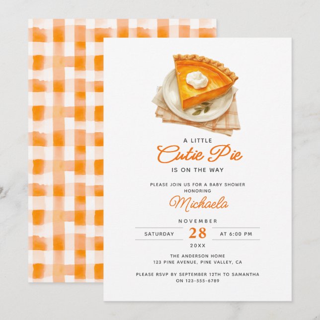 Invitation Petite Douceur Rustique Aquarelle Baby Shower (Devant / Derrière)