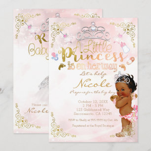 Invitation Petite douche de bébé de princesse Pink Ethnic