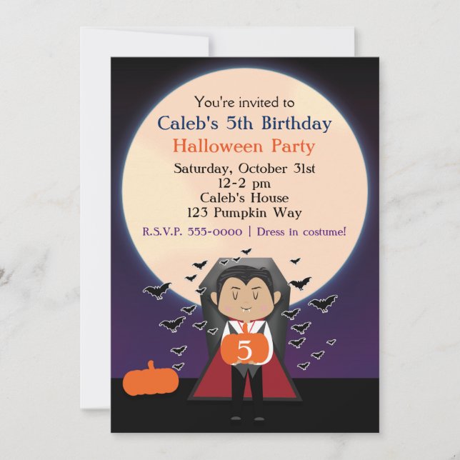 Invitation Petite Dracula Halloween Anniversaire Fête Invitat (Devant)