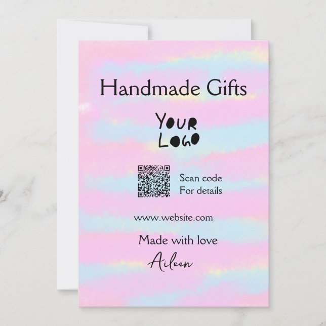 Invitation Petite entreprise cadeaux faits main de l'amour QR (Devant)