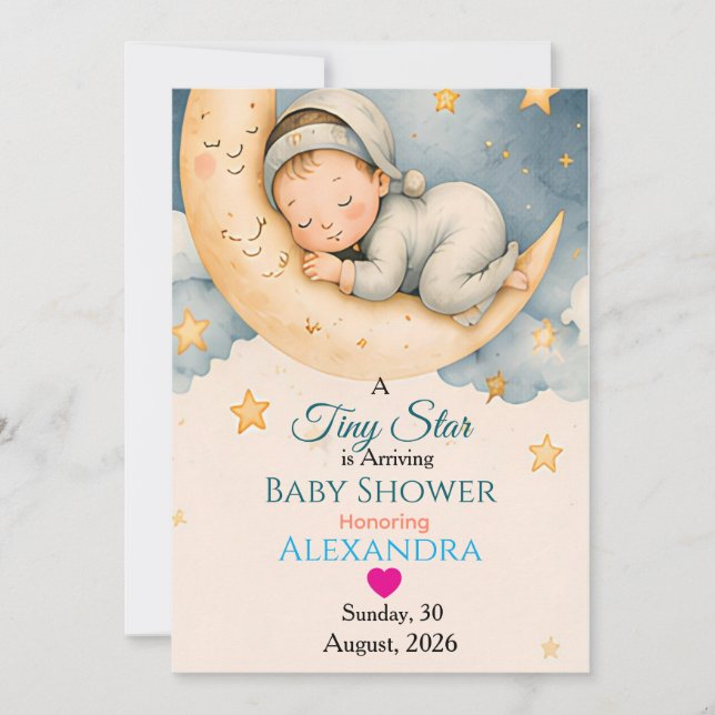 Invitation Petite Étoile Arrive Collection de Baby Shower (Devant)