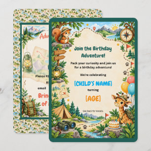 Invitation Petite Exploratrice Aventure Anniversaire Animaux