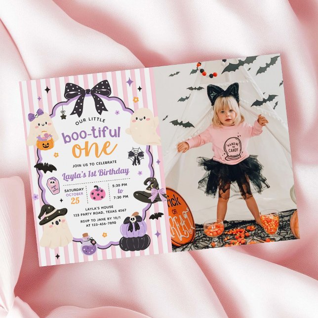 Invitation Petite fantôme mignonne Halloween 1er anniversaire (Créateur téléchargé)