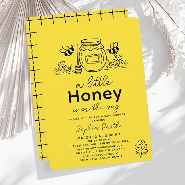 Invitation Petite Fée Abeille Bébé Shower Dessinée à la Main (Créateur téléchargé)